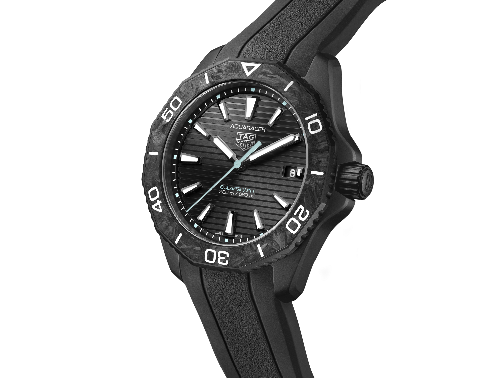 Tag Heuer Aquaracer Professional 200 Solargraph Quartz Black Dial Black Rubber Strap Watch for Men - WBP1112.FT6199