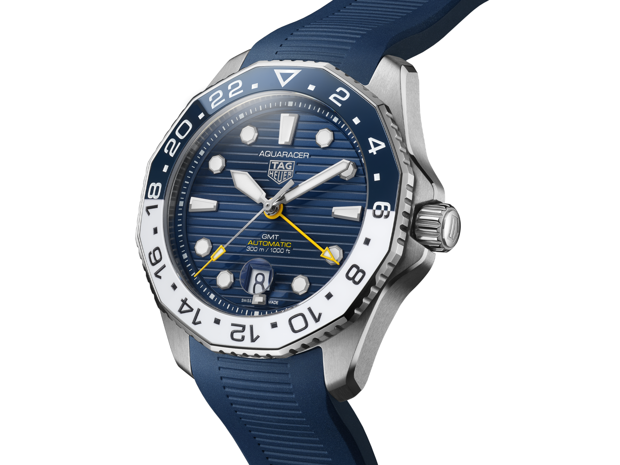 Tag Heuer Aquaracer Professional 300 GMT Automatic Blue Dial Blue Rubber Strap Watch for Men - WBP2010.FT6198