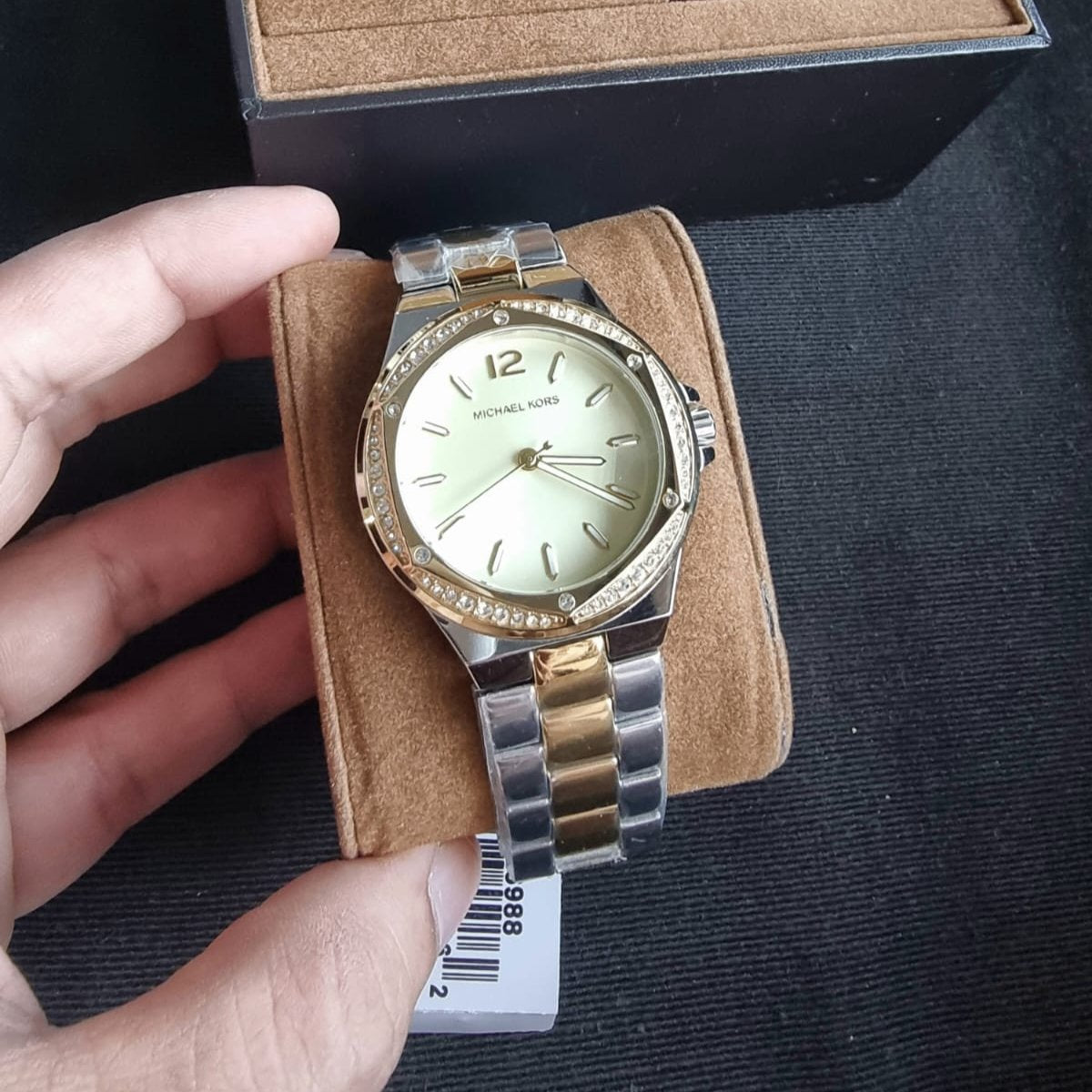 Michael Kors Lennox Three-Hand Gold Dial Two Tone Steel Strap Watch For Women - MK6988