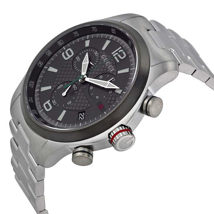 Gucci G Timeless Chronograph Grey Dial Silver Steel Strap Watch For Men - YA126238