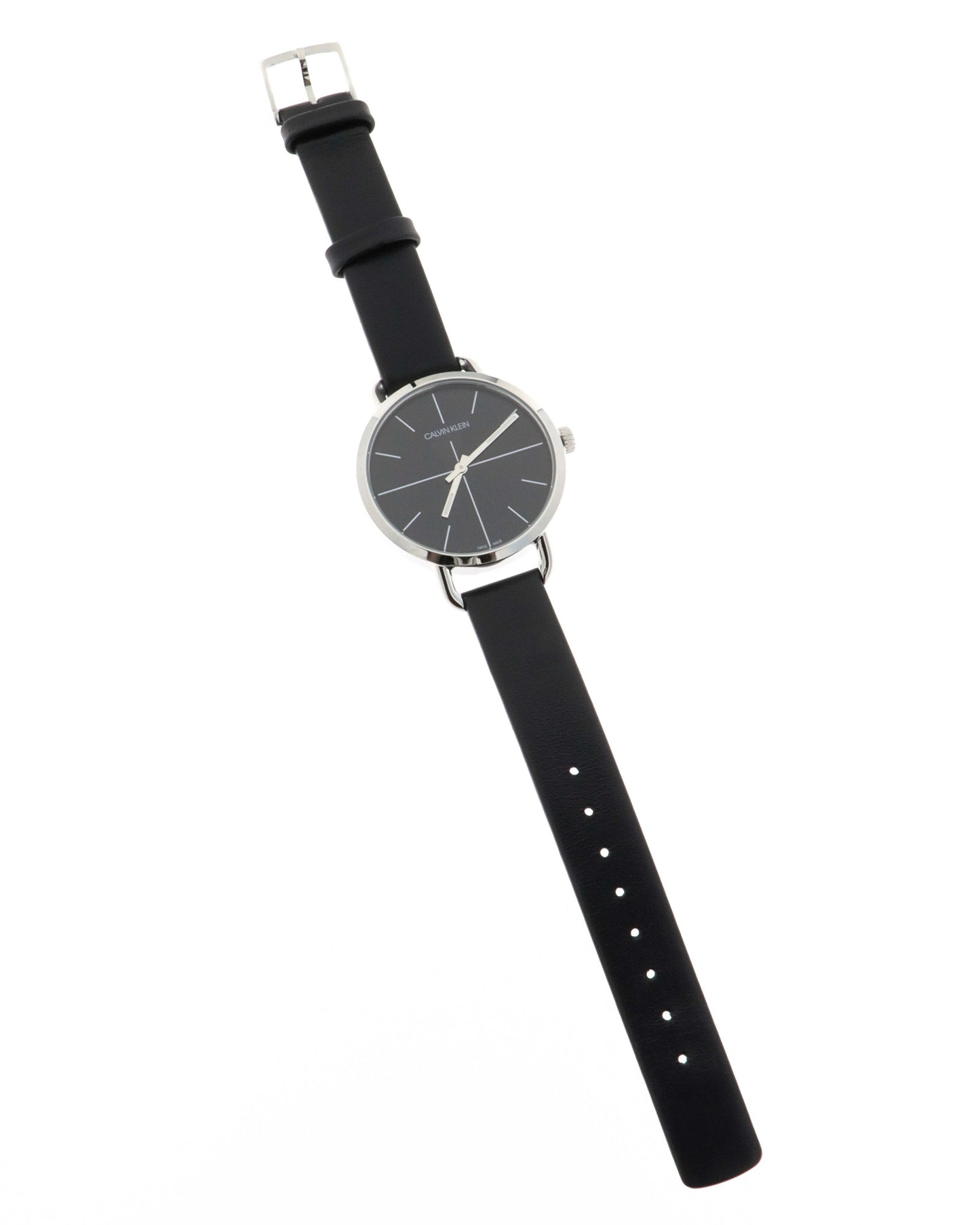 Calvin Klein Even Black Dial Black Leather Strap Watch for Women - K7B231CZ