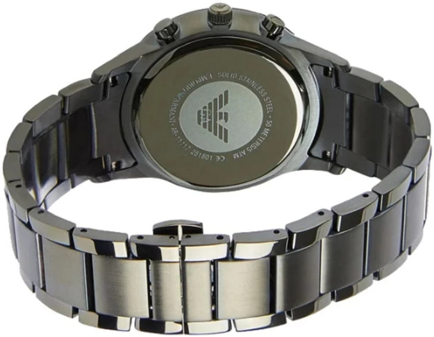 Emporio Armani Renato Chronograph Quartz Grey Dial Green Steel Strap Watch For Men - AR11117