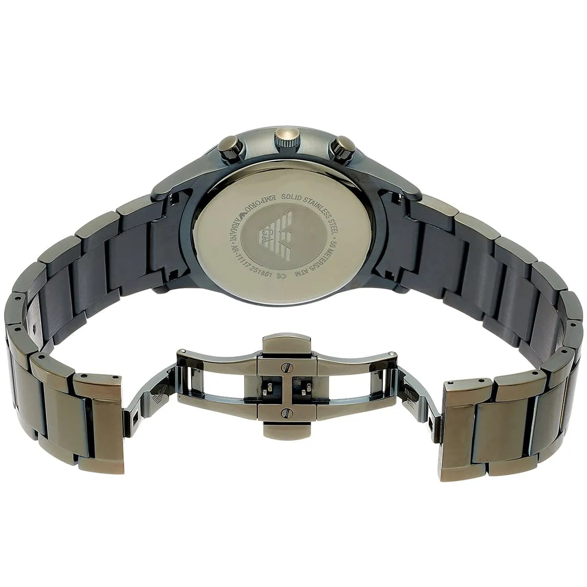 Emporio Armani Renato Chronograph Quartz Grey Dial Green Steel Strap Watch For Men - AR11117