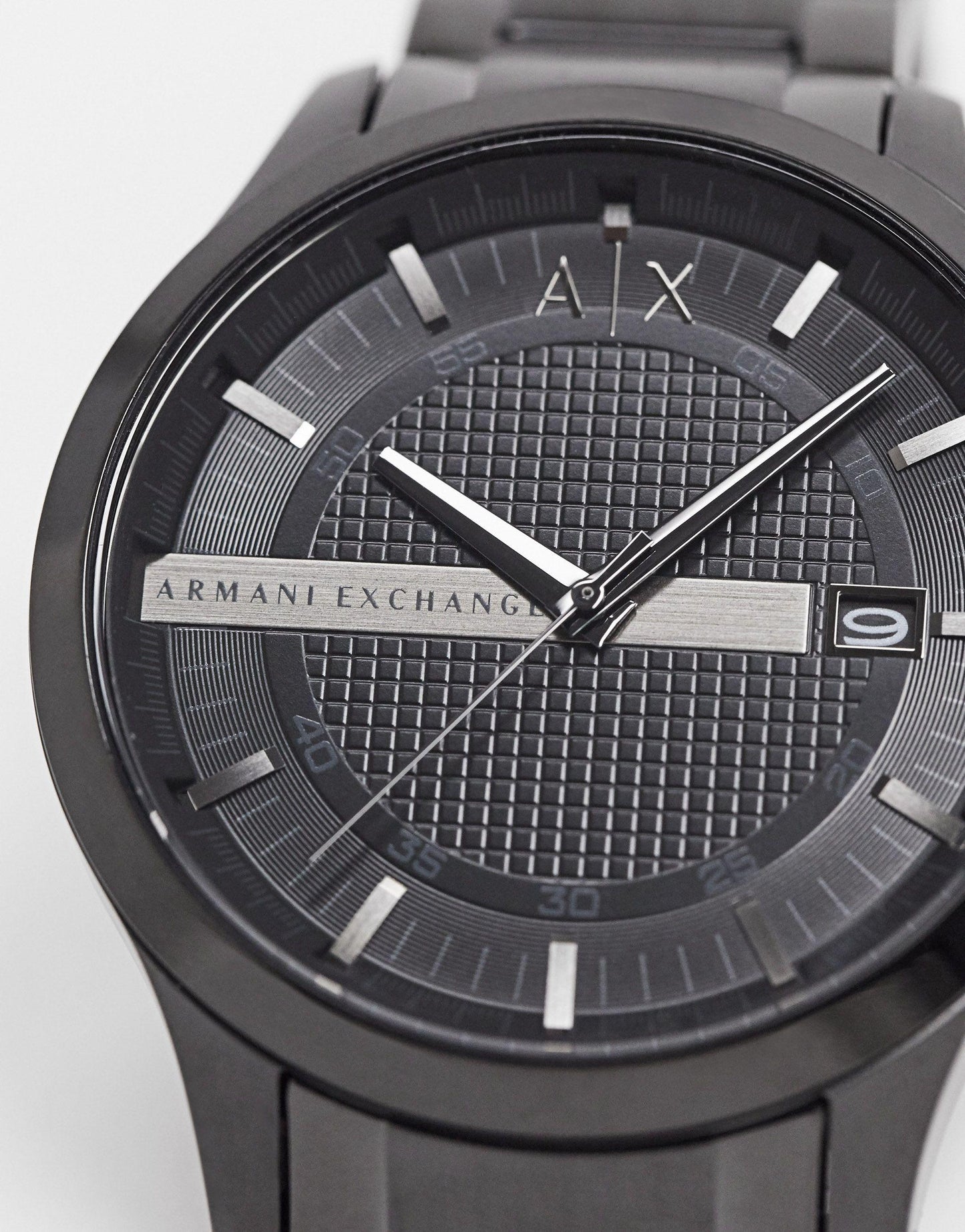 Armani Exchange Hampton Chronograph Black Dial Black Steel Strap Watch For Men - AX2104
