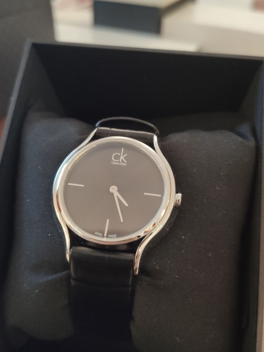 Calvin Klein Skirt Black Dial Black Leather Strap Watch for Women - K2U231C1