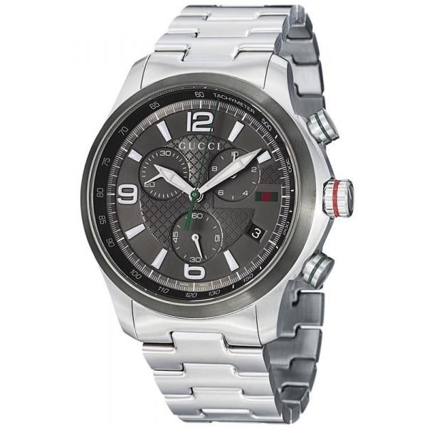 Gucci G Timeless Chronograph Grey Dial Silver Steel Strap Watch For Men - YA126238