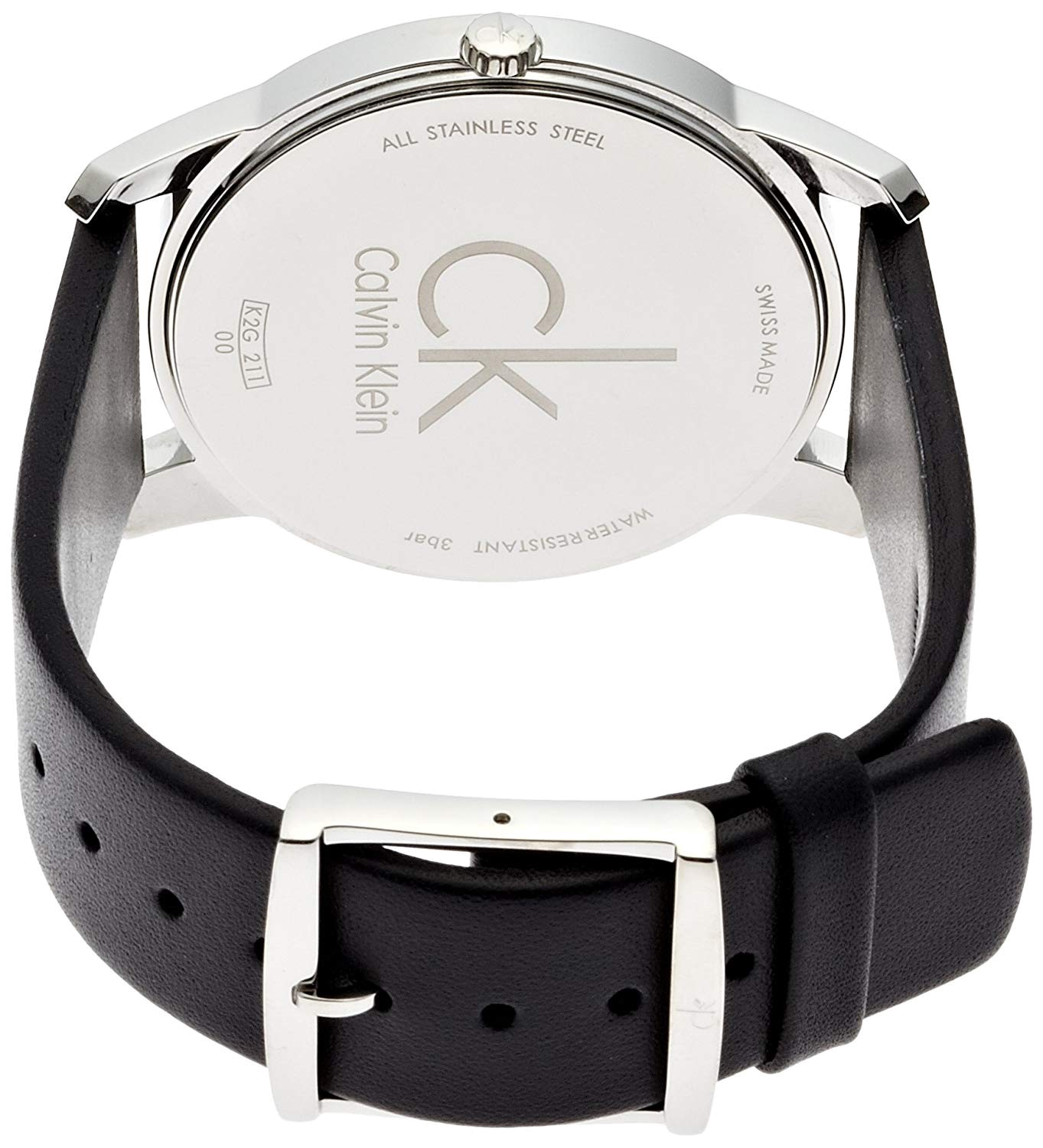 Calvin Klein City Black Dial Black Leather Strap Watch for Men - K2G211C1