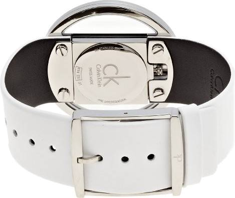 Calvin Klein Glam Transparent Dial White Leather Strap Watch for Women - K9423101