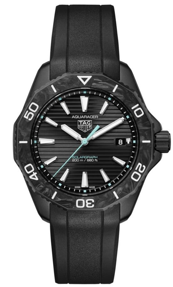 Tag Heuer Aquaracer Professional 200 Solargraph Quartz Black Dial Black Rubber Strap Watch for Men - WBP1112.FT6199