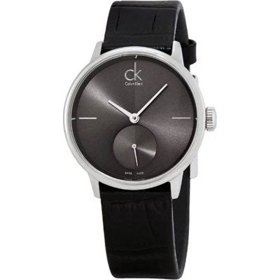 Calvin Klein Accent Black Dial Black Leather Strap Watch for Women - K2Y2Y1C3