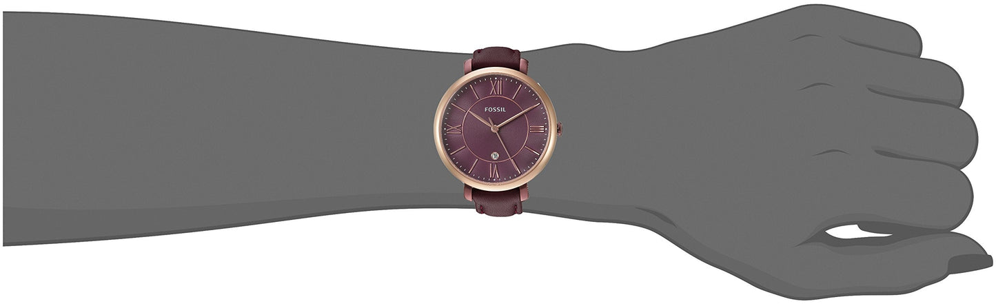 Fossil Jacqueline Burgundy Dial Burgundy Leather Strap Watch for Women - ES4099