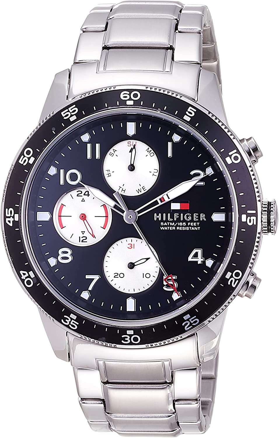 Tommy Hilfiger Jimmy Multifunction Black Dial Silver Steel Strap Watch For Men - 1791950