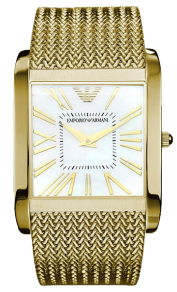Emporio Armani Mother of Pearl Dial Gold Mesh Bracelet Watch For Men - AR2016