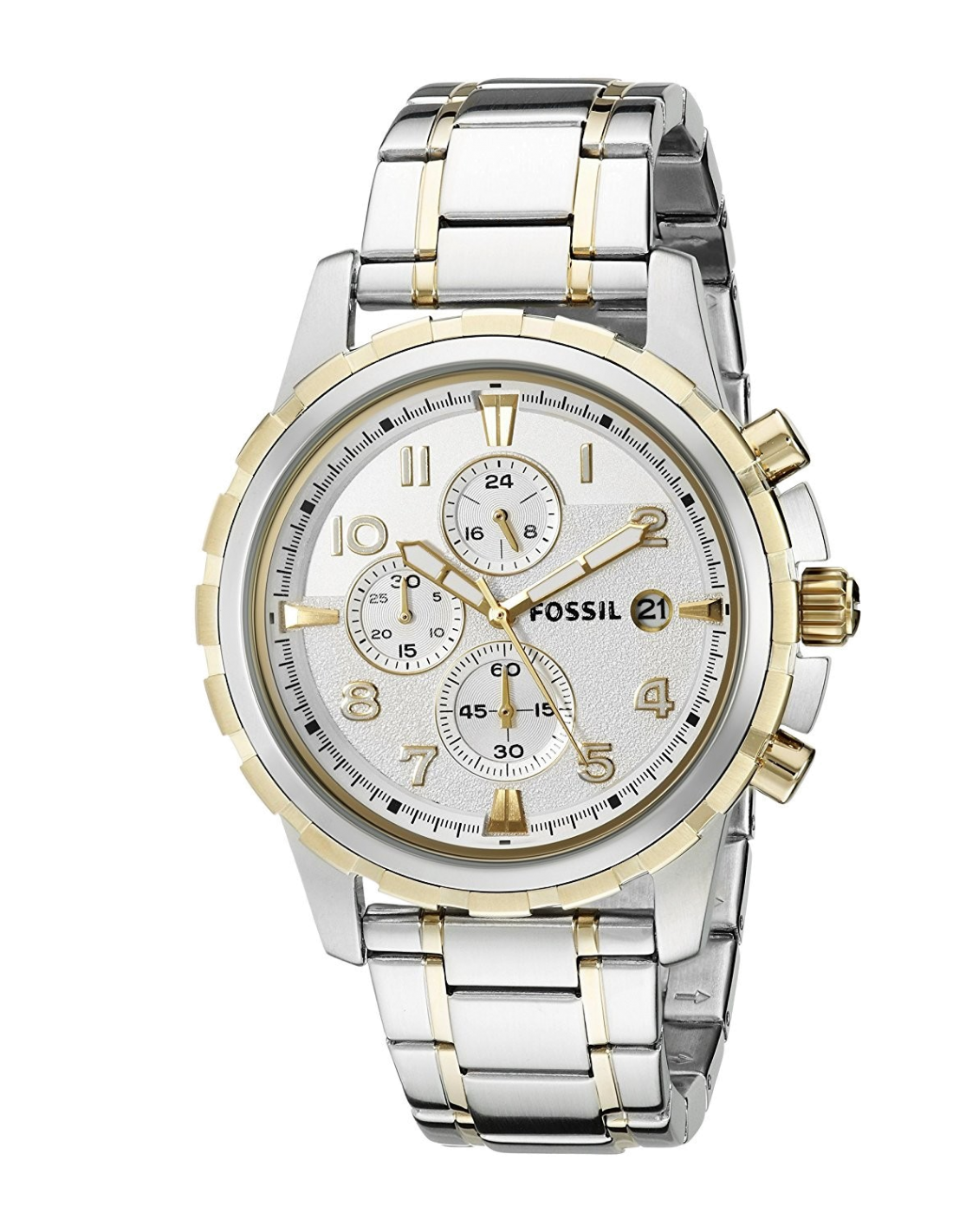 Fossil Dean Chronograph White Dial Silver Steel Strap Watch for Men - FS4795