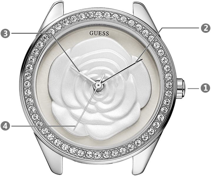 Guess Rosette Analog White Dial White Leather Strap Watch For Women - W75043L1