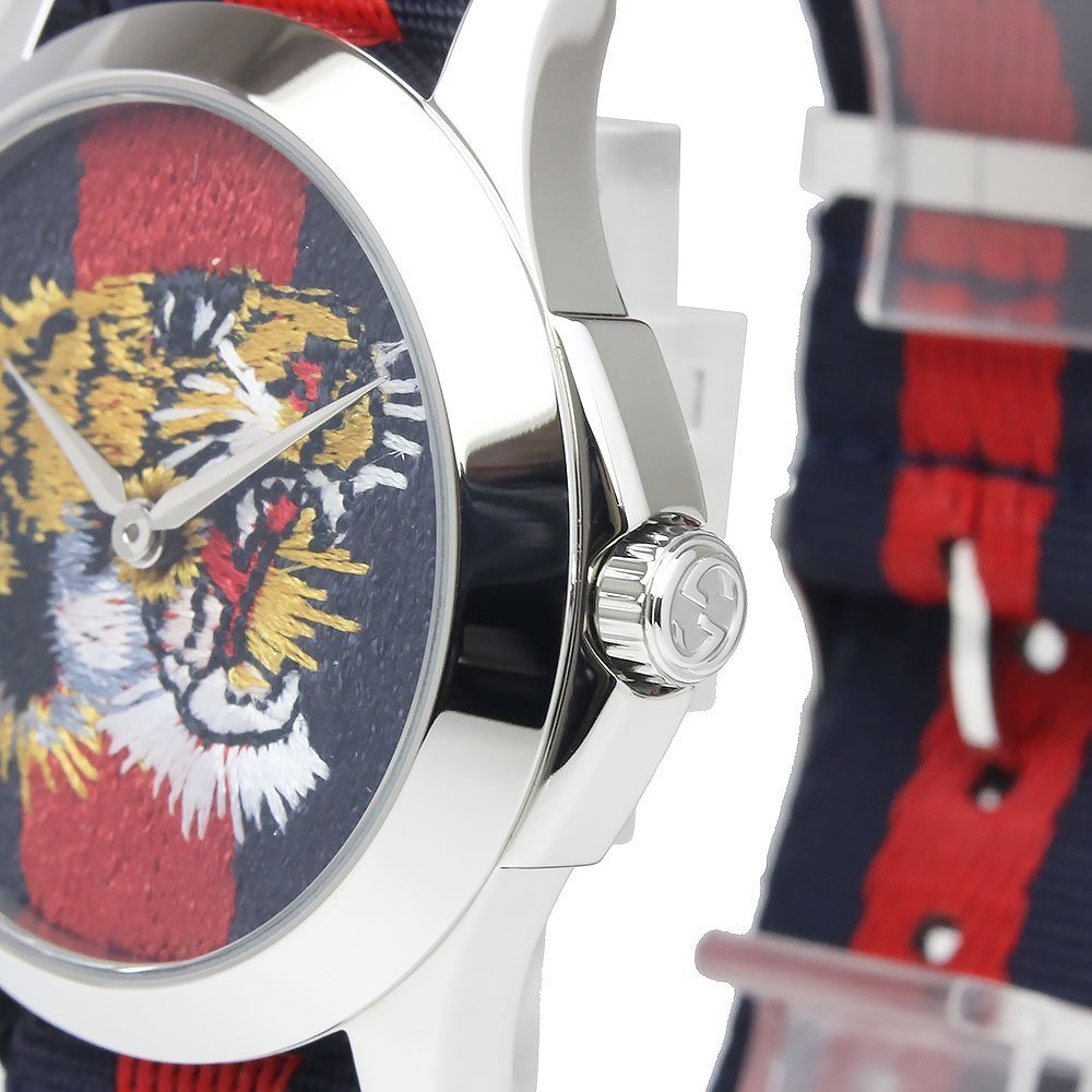 Gucci G Timless Le Marche Des Merveilles Blue & Red Dial Blue & Red Nylon Strap Unisex Watch - YA126495