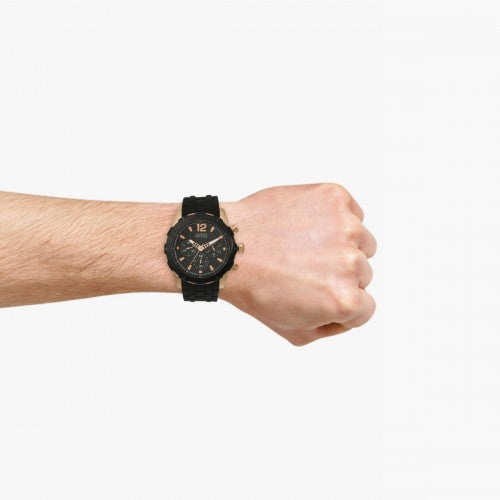 Guess Caliber Chronograph Black Dial Black Rubber Strap Watch for Men - W0864G2