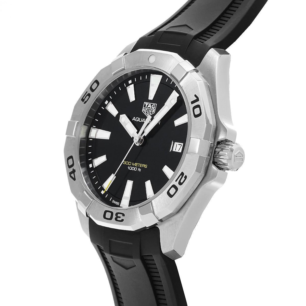 Tag Heuer Aquaracer Quartz Black Dial Black Rubber Strap Watch for Men - WBD1110.FT8021