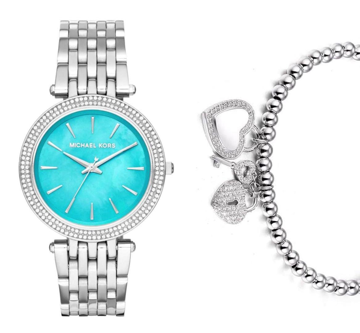 Michael Kors Darci Mother of Pearl Blue Dial Silver Steel Strap Watch for Women - MK3515
