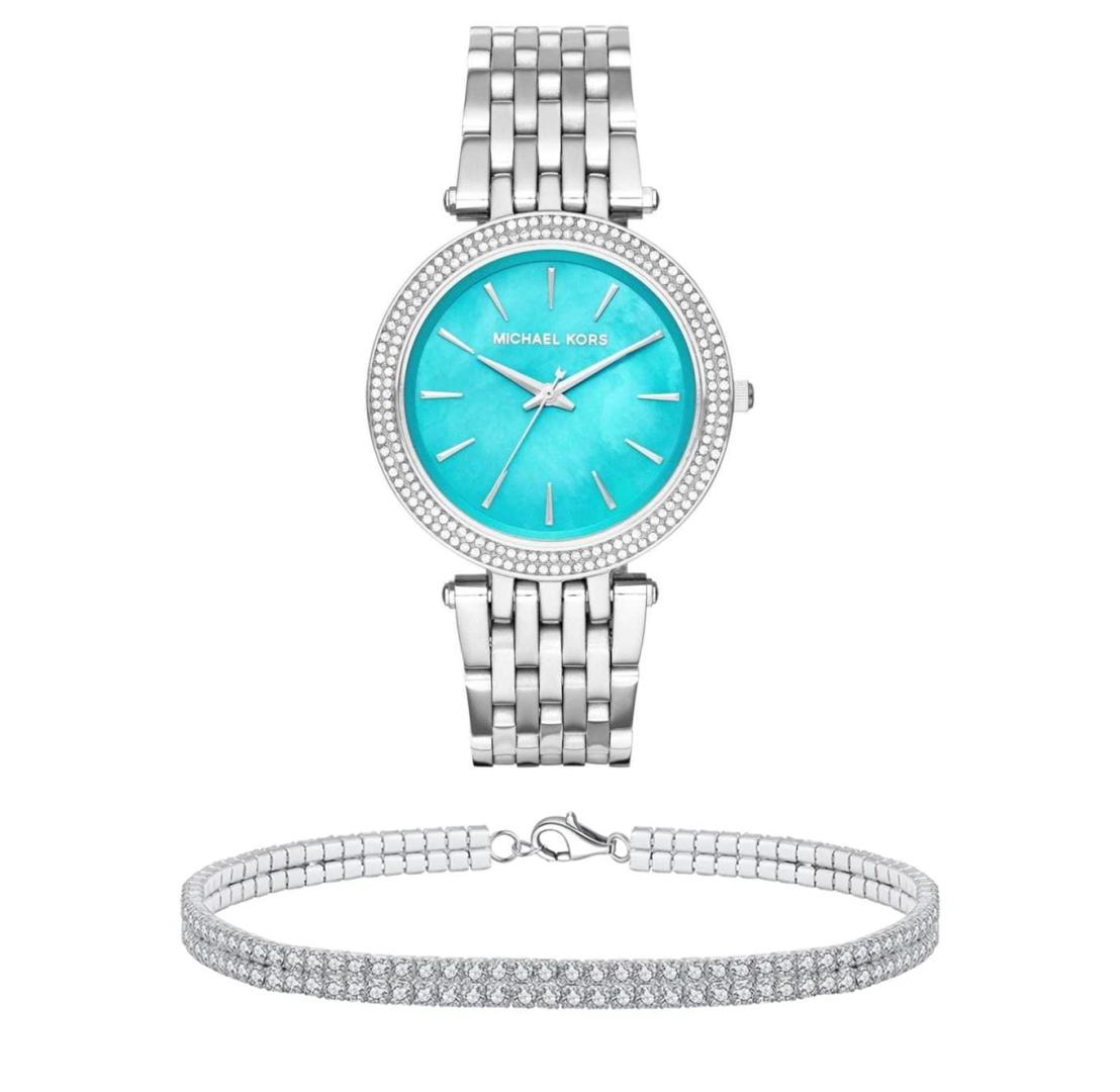 Michael Kors Darci Mother of Pearl Blue Dial Silver Steel Strap Watch for Women - MK3515