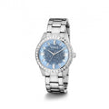 Guess Glitter Burst Diamonds Blue Dial Silver Steel Strap Watch for Women - GW0405L1