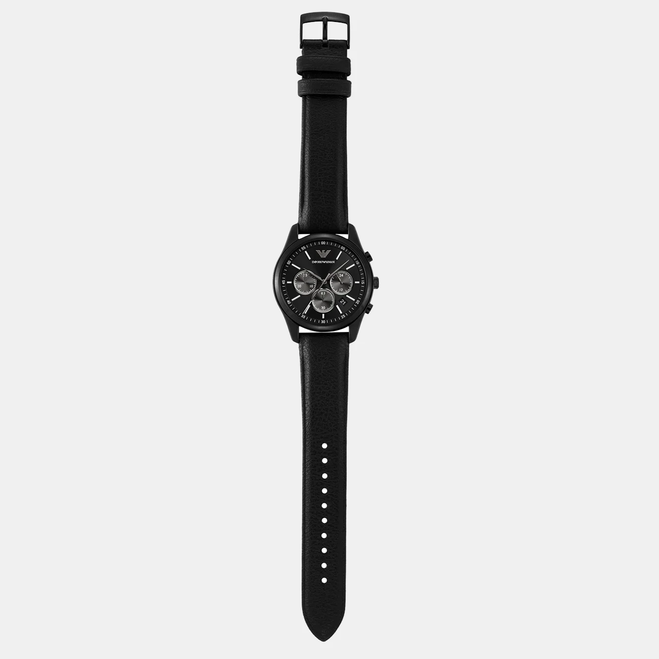 Emporio Armani Antonio Chronograph Black Dial Black Leather Strap Watch for Men - AR11583