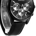 Emporio Armani Antonio Chronograph Black Dial Black Leather Strap Watch for Men - AR11583