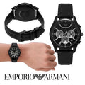 Emporio Armani Antonio Chronograph Black Dial Black Leather Strap Watch for Men - AR11583