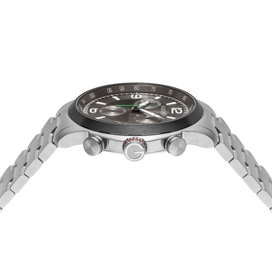 Gucci G Timeless Chronograph Grey Dial Silver Steel Strap Watch For Men - YA126238