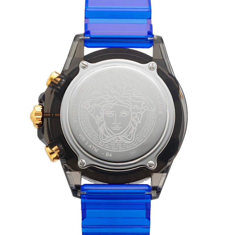 Versace Icon Active Chronograph Black Dial Blue Rubber Strap Watch For Men VEZ700521