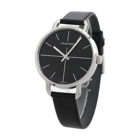 Calvin Klein Even Black Dial Black Leather Strap Watch for Women - K7B231CZ