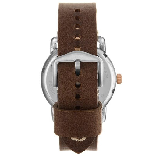 Fossil The Commuter Twist Black Dial Brown Leather Strap Watch for Men - ME1165