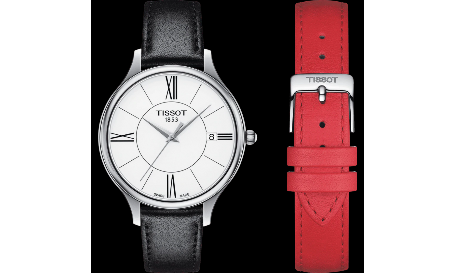 Tissot Bella Ora Round White Dial Black Leather Strap Watch For Women - T103.210.16.018.00