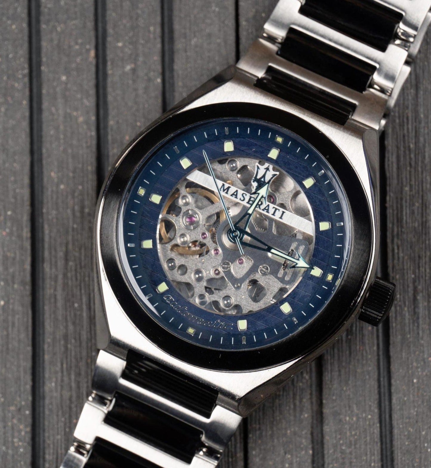 Maserati Triconic Automatic Skeleton Blue Dial Watch For Men - R8823139001