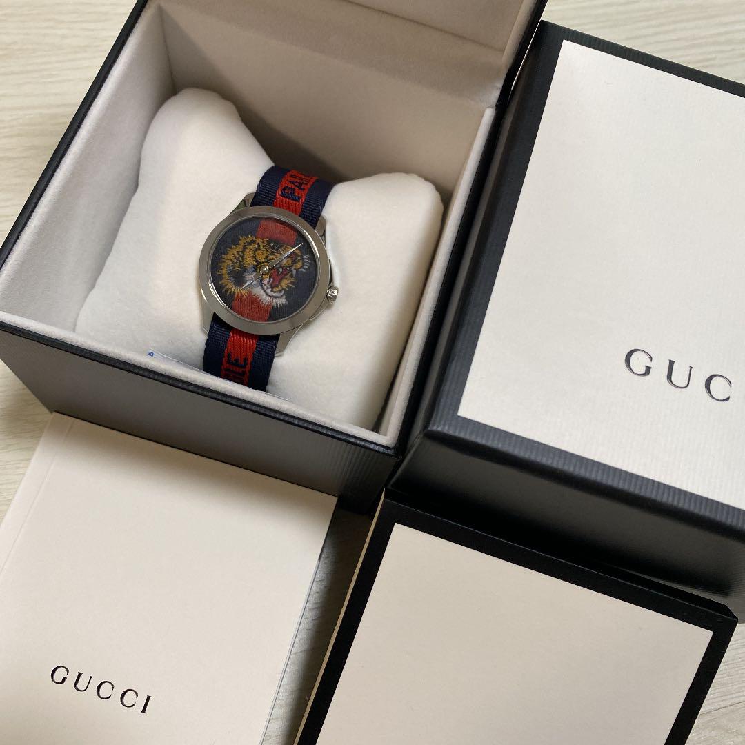 Gucci G Timless Le Marche Des Merveilles Blue & Red Dial Blue & Red Nylon Strap Unisex Watch - YA126495