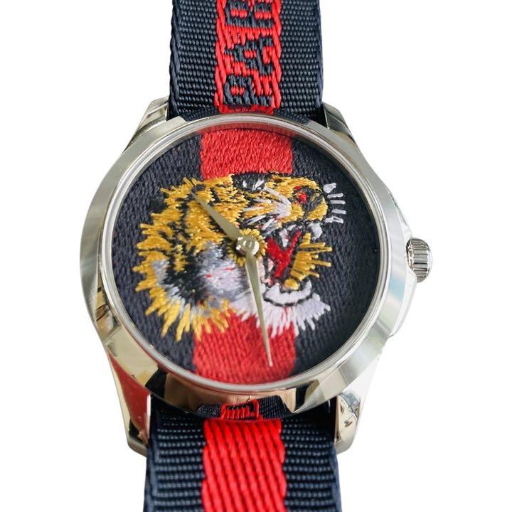 Gucci G Timless Le Marche Des Merveilles Blue & Red Dial Blue & Red Nylon Strap Unisex Watch - YA126495