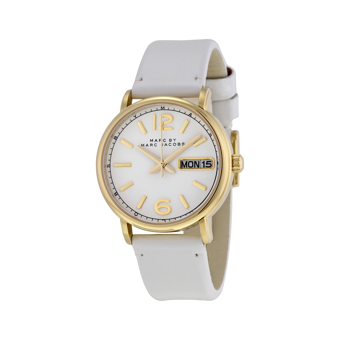 Marc Jacobs Fergus White Dial White Leather Strap Watch for Women - MBM8653