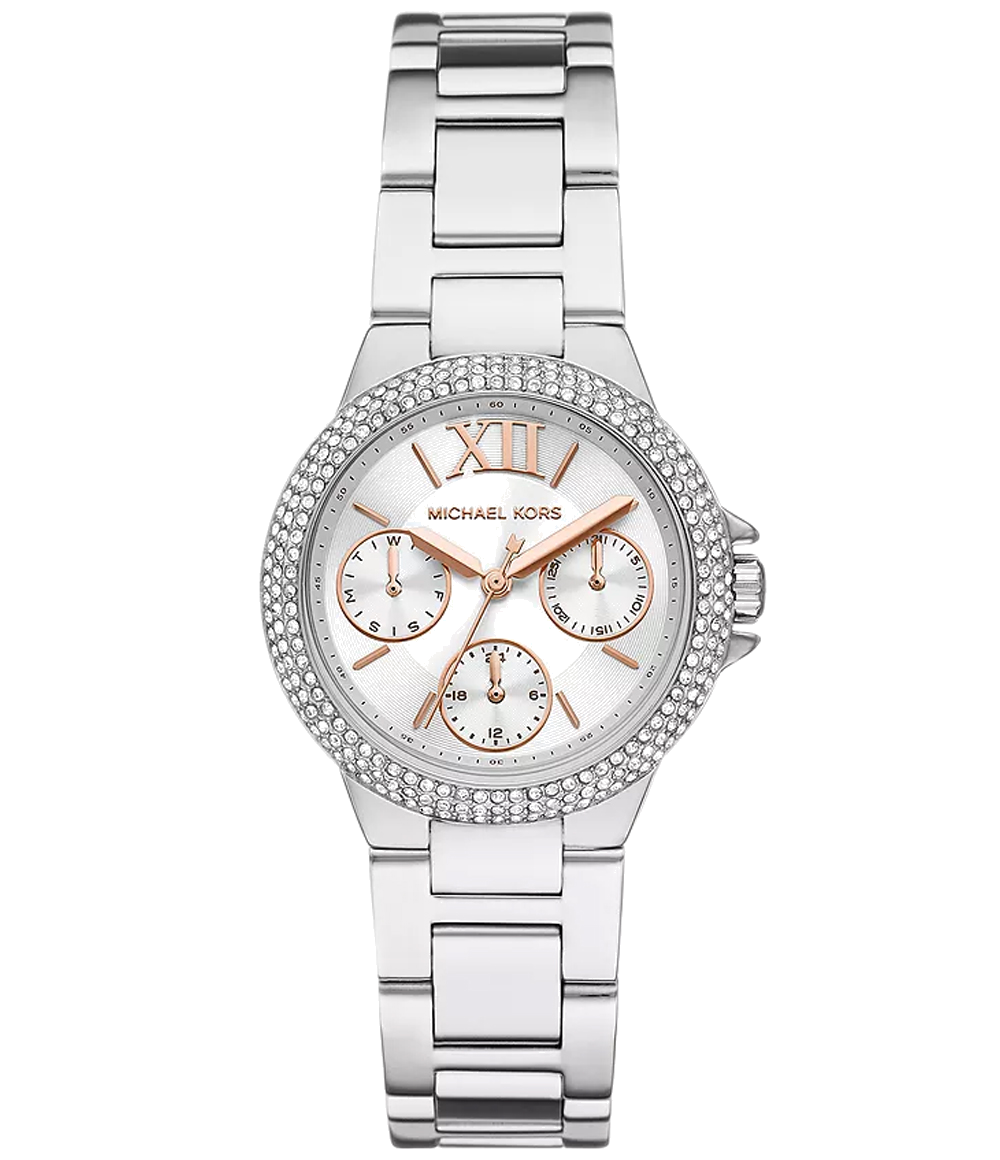 Michael Kors Camille Chronograph White Dial Silver Steel Strap Watch For Women - MK7198