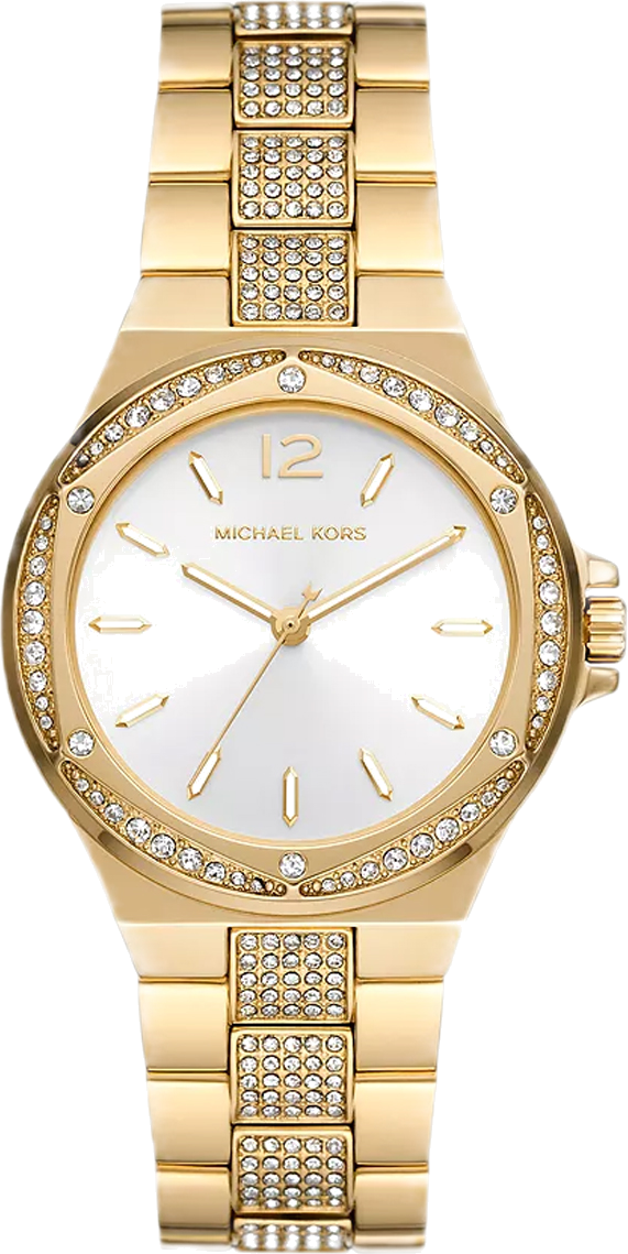 Michael Kors Lenox Three Hand Silver Dial Gold Steel Strap Watch For Women - MK7361