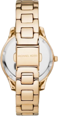 Michael Kors Liliane Mother of Pearl White Dial Gold Steel Strap Watch For Women - MK4555