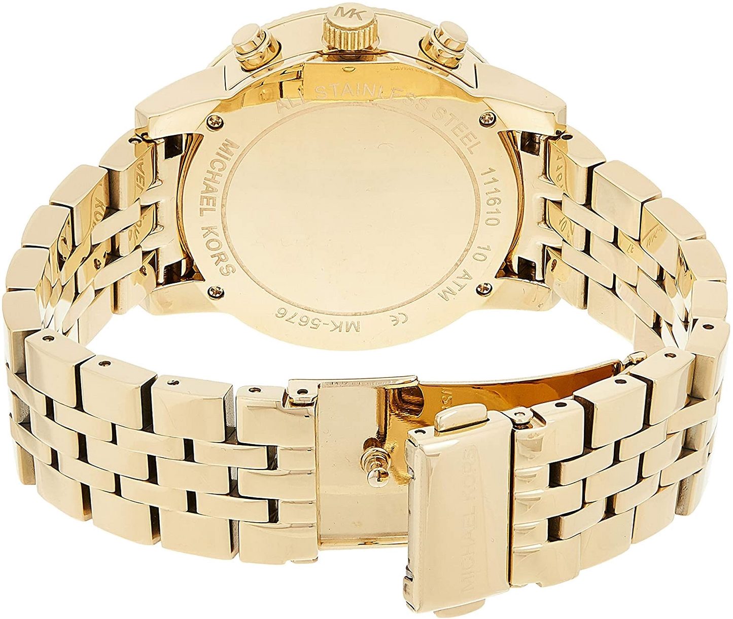 Michael Kors Ritz Chronograph Gold Dial Gold Steel Strap Watch for Women - MK5676