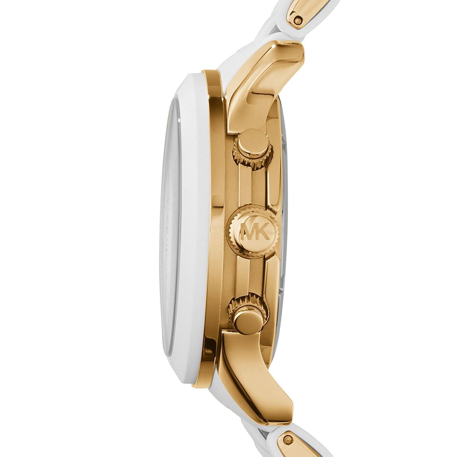 Michael Kors Runway Chronograph White Dial White Steel Strap Watch for Women - MK5145