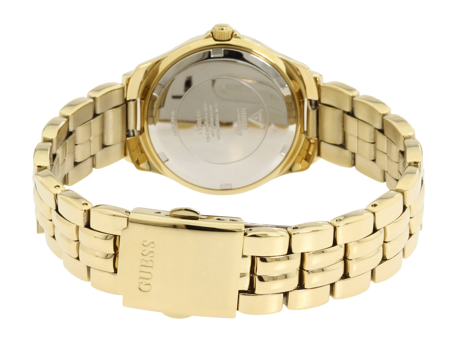Guess Dazzling Diamonds Gold Dial Gold Steel Strap Watch for Women - W85110L1