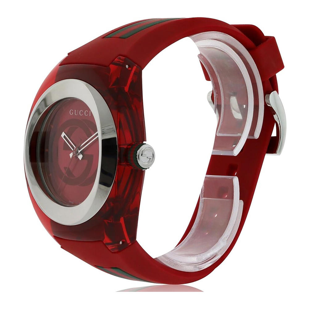Gucci Sync XXL Quartz Red Dial Red Rubber Strap Unisex Watch - YA137103