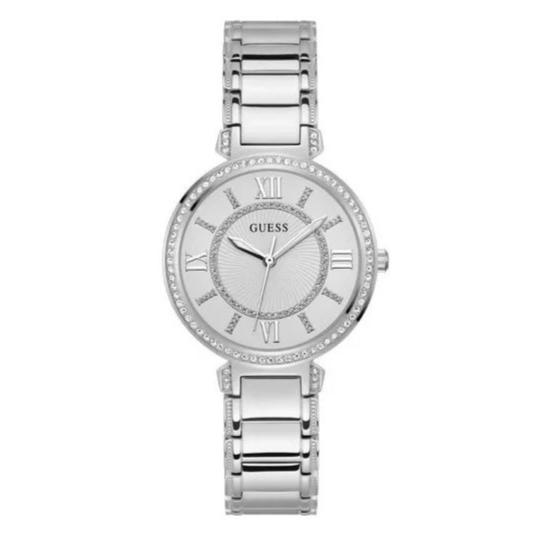 Guess Montage Quartz Silver Dial Silver Steel Strap Watch For Women - GW0588L2