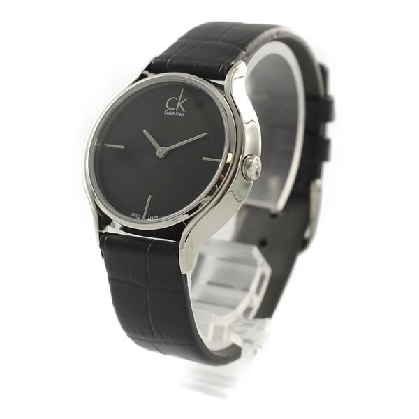 Calvin Klein Skirt Black Dial Black Leather Strap Watch for Women - K2U231C1