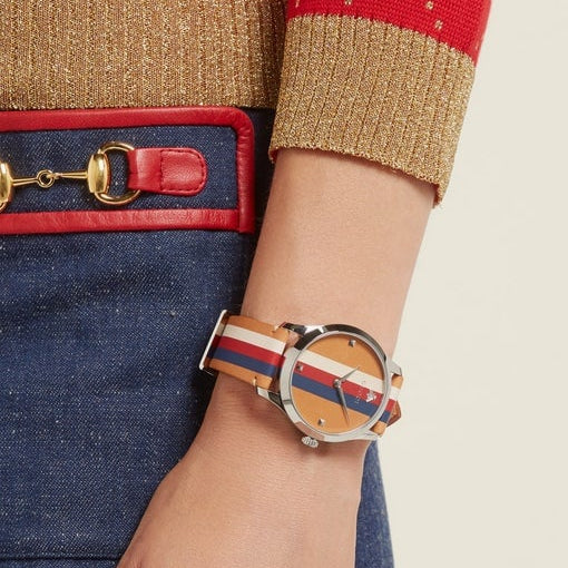 Gucci G Timeless Quartz Brown Dial Brown Leather Strap Watch For Men - YA1264078