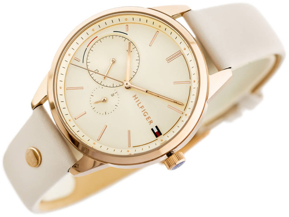 Tommy Hilfiger Brooke Quartz White Dial Cream Leather Strap Watch for Women - 1782022