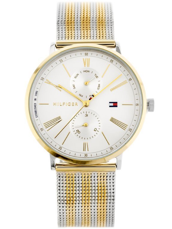Tommy Hilfiger Jenna Quartz White Dial Two Tone Mesh Bracelet Watch for Women - 1782074