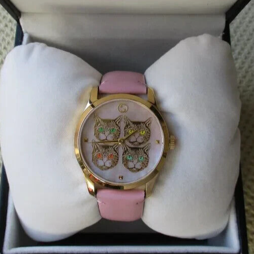 Gucci G Timeless Quartz Mother of Pearl Dial Pink Leather Strap Watch For Women - YA1264132